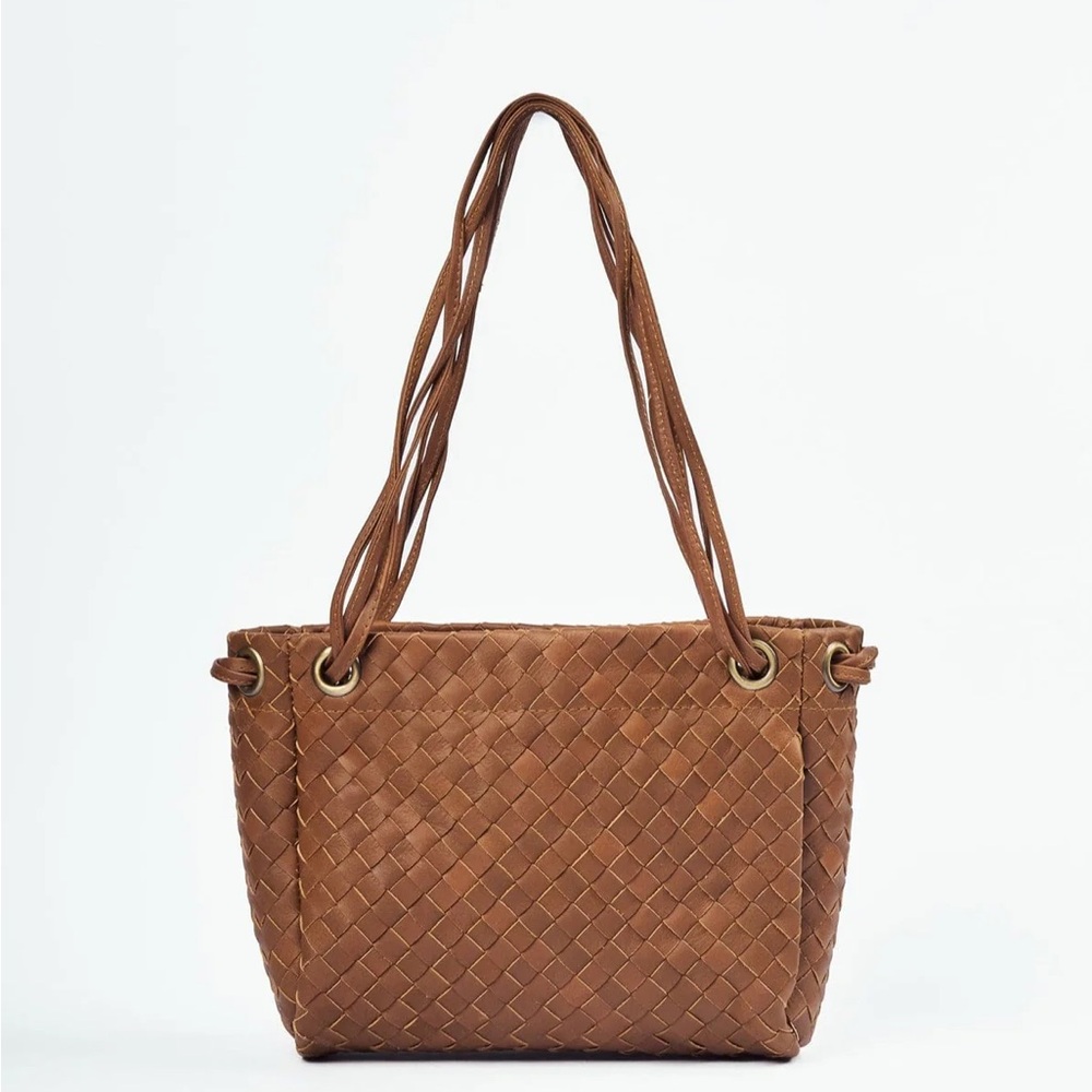 NEW WITH TAGS Leather Woven Shoulder Bag